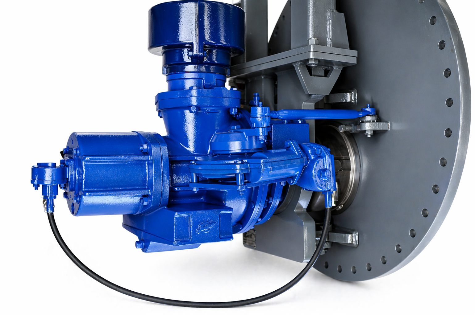 Jensen Vari-Angle side-entry mixer assembly showing gear drive, adjustable angle mechanism, and tank flange mounting